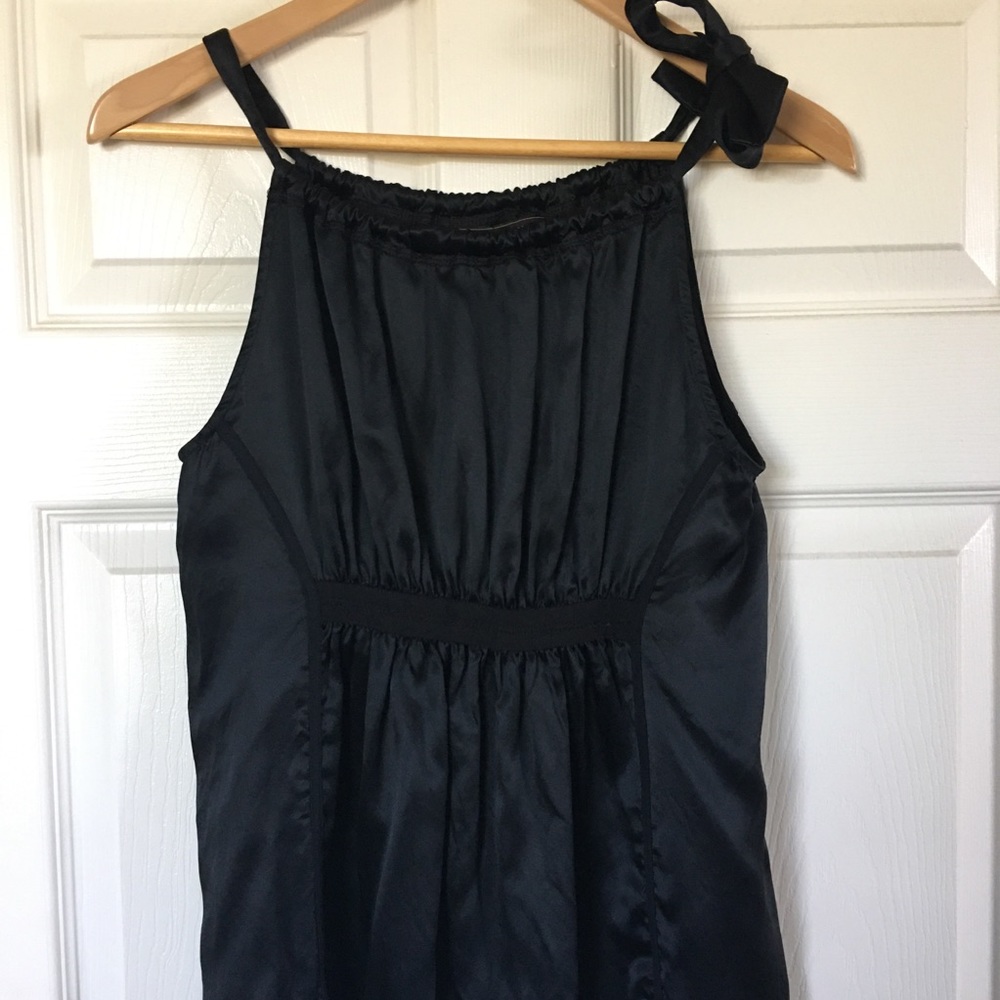 Silk BCBGMaxAzria Black Flowy Top with Ruffles